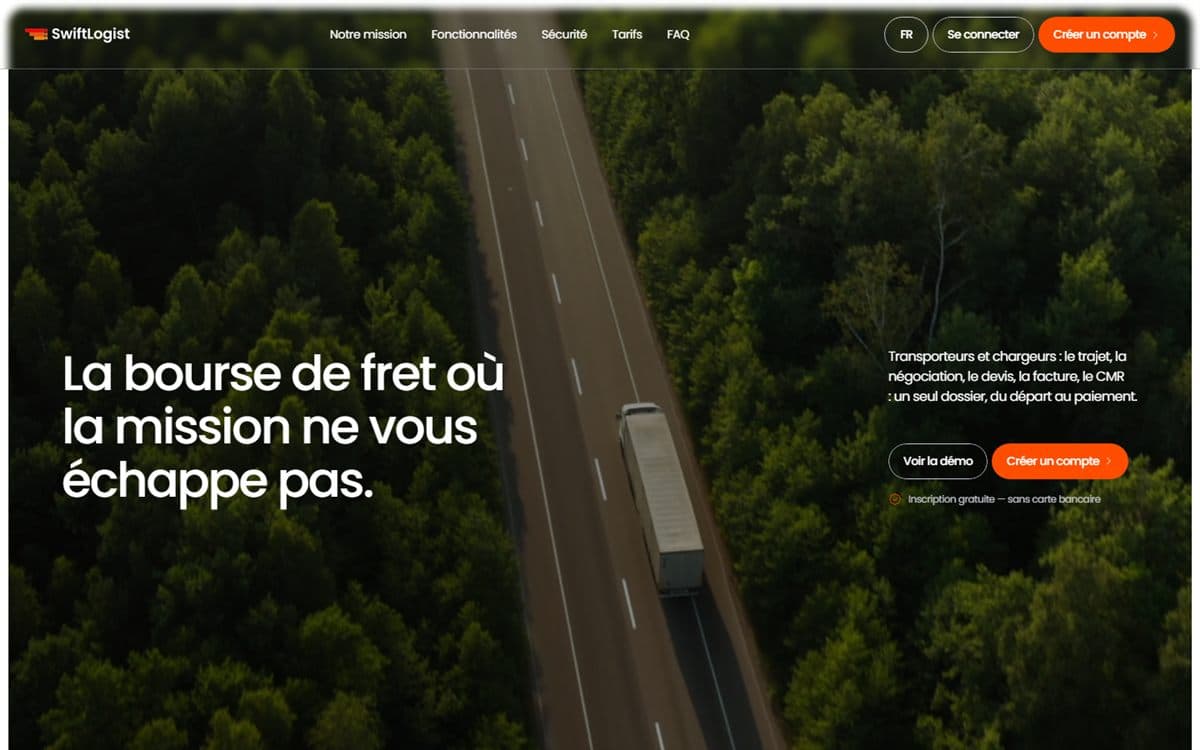 Capture d'écran de SwiftLogist : Bourse de fret pour transporteurs et chargeurs : trajet, négociation, devis, facture et CMR…